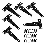 T Scharnier Schwarz, 6 Stück Gartentor Scharnier,Schaniere Klappbar Rostfrei Scharnier Mit Schrauben,Dreieck Scharniere T-Förmige Scharniere Tü
