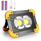 Randaco 20W LED Baustrahler Akku Led Arbeitsleuchte LED Flutlicht, 6500K Arbeitslicht Wasserdichtes IP65 Arbeitslampe, 4 Lichtmodi Campinglampe für Baustelle Garage Werk