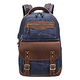 Vmokki Kamerarucksack Groß Wasserdicht für DSLR Kameras, Objektiv, Stativ, Laptop, Zubehör Fotorucksack aus Leder Canvas Camera Rucksack Vintage Wandern Outdoor (Blau)