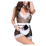 BaZhaHei Damen Kleid Uniform Spielen Nette Sexy Dessous Cosplay Kostüme Magd Servant Bademantel Nachthemd Sleepwear Pyjama Lingerie Negligee Cosplay Party Kostü