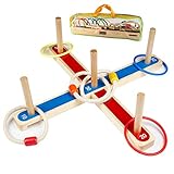 Wurfspiel Ringwurfspiel, UlifeME Garten Spiele für Kinder und Erwachsene, 5 Pcs Hölzerne Seilringe + 8 Pcs Bunt Ringe Werfen, 2 Formen für Indoor und Outdoor Spielspaß, Kinderspiele Draußen mit T