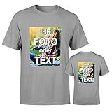 T-Shirt selbst gestalten * Grau in XL * wahlweise einseitig oder doppelseitig Bedruckt mit eigenem Foto Text Logo Name * ringgesponnene Baumwolle * viele Farben und Größ
