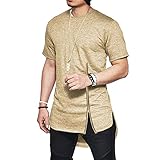 Herren Rundhals T-Shirt Mode Einfarbige Nähte Reißverschluss Trend Unregelmäßige Freizeit Allgleiches Basic Pullover Top XXL