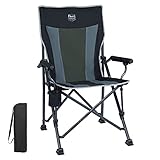Timber Ridge Campingstuhl faltbar mit hoher Rückenlehne belastbar bis 135kg mit Getränkehalter harten Armlehne Klappstuhl tragbar für Camping Picknick Garten Balkon schw
