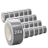 24 Rollen Premium Gewebeband in silber | Panzertape | Panzerband | Klebeband | Gaffa Tape | 50mm x 50m, Farbe:silb