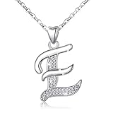 AEONSLOVE Damen Buchstaben Kette Silber Halskette Buchstabe E Kette Mit Buchstaben Brief des Alphabets Initiale Anhänger mit Zirkonia Schmuck Geschenk für M