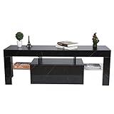 Ejoyous TV Lowboard, Spanplattenmaterial TV Schrank Fernsehschrank Fernsehtisch mit LED-Beleuchting Stehend und Mehrstufiger Speicherplatz für Wohnzimmer Wohnmöbelbedarf 130 x 35 x 45 cm (EU)
