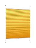 DecoProfi PLISSEE melonengelb, verspannt, Breite 105cm x 130cm (max. Gesamthöhe Fensterflügel), mit Klemmträger/Klemmfix/ohne B
