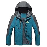 TWIOIOVE Outdoorjacke Herren Wasserdicht Atmungsaktiv Winddicht Windbreaker Jacken Herbst Winter Übergangsjacke mit Kapuze Abnehmbares Innenfutter Zweiteilige Jacke Große Größen Warm Sweatjack