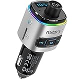 Nulaxy Bluetooth FM Transmitter für Auto, Bluetooth Adapter Auto mit QC3.0, 7-farbige LED, Unterstützung von Siri Google Assistant/USB-Flash-Laufwerk/microSD-Karte/Freisprechanruf-NX09