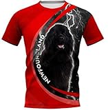 JKFDH 3D T-Shirt,Kreative Rundhalsausschnitt Kurzarm Tops Neuheit Niedlichen Hund Haustier Hund Druck Rot Lässig Atmungsaktive Streetwear Für Frauen Mann Indoor Outdoor Sport, Neufundland, XXL