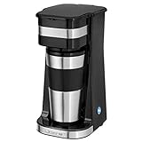 Clatronic KA 3733 Kaffeemaschine für Coffee To Go, inkl. 0,4 Liter Kaffeebecher aus Edelstahl, 2 GO - ideal für Auto, Büro und unterwegs, Single Filterkaffeemaschine, mit Filter, schw