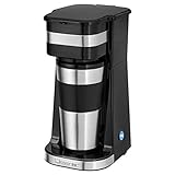 Clatronic KA 3733 Kaffeemaschine für Coffee To Go, inkl. 0,4 Liter Kaffeebecher aus Edelstahl, 2 GO - ideal für Auto, Büro und unterwegs, Single Filterkaffeemaschine, mit Filter, schw