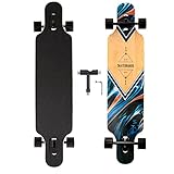 Longboard, 8-lagigem Ahornholz Cruiser komplettes Skateboard,Longboards für mädchen Erwachsene jung anfänger mit T-Tool und PU-Räder (Farbe)