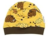 Kleine Könige Mütze Baby Jungen Beanie · Modell Mammut Manni senfgelb, braun · Ökotex 100 Zertifiziert · Größe 62/68