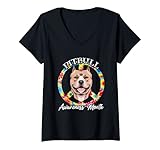 Damen Dog Peace Sign Pitbull Awareness Month T-Shirt mit V