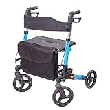 LLSS Leichter zusammenklappbarer Allrad-Rollator mit gepolstertem Sitz, feststellbarer Bremse, ergonomischem Griff und Tragetasche, limitierter Walk