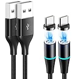 Magnetisches USB Typ C Ladekabel, [2Stück 2M] Nylon Magnetic USB C Schnellladekabel und Datenkabel für Samsung Galaxy S10/ S9/ S8, Huawei P20/ Mate20, OnePlus, Goog