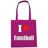 Tasche I Love Faustball Größe 38x42 Farbe Pink Druck W