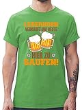 Kompatibel mit Oktoberfest Trachtenshirt Herren - Lederhosn verkauft um Heute Hier zu Saufen - Bierkrug - XL - Grün - Rundhals - L190 - Tshirt Herren und Männer T-S