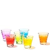 Leonardo Optic Becher klein farbig sortiert, 6-er Set, 215 ml, verschiedenfarbige Gläser mit Colori-Hydroglasur, 035248