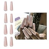 YUECI 24 Stück künstliche kurze falsche Nägel mit Aufklebern Nagelspitze Full Cover,Sarg Falsche Nägel Extra Lange, für Frauen Mädchen Nail Art DIY Dek