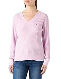 Tommy Hilfiger Damen Textured Relaxed V-NK Sweater Pullover, Luminous Lilac, XS