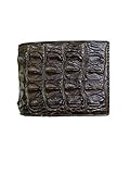 Ledergeldbörse für Herren, aus echtem Alligator-Hornrückenleder, doppelt gefaltet, handgefertigt, Dunkelb