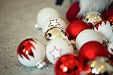 HEITMANN DECO Krebs & Sohn 20er Set Glaskugeln - Be Happy Weihnachtsbaumschmuck - Christbaumkugeln - Rot, Weiß, Silb