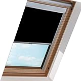 Ktreekol Verdunkelungsrollo 100% Verdunkelung Blickdicht Schwarz Dachfensterrollo Silberner Aluminiumrahmen für VELUX Dachfenster Thermo-Rollo M06 (61.3*94cm)