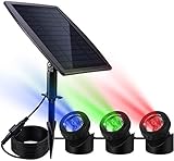 Lychee Solar Teichbeleuchtung,LED Lighting Gartenteich Lampe RGB-Farbwechsel Aquarium Licht 18 LED Unterwasserleuchte Teichbeleuchtung Aquarium LED Beleuchtung Aquariumlampe(Set von 3 Leuchten)