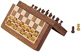 Schachspiel Ultimatives 17.78x17.78 cm Klassisches Holz Reise Schach mit Magnet Staunton Figuren und klappbares Spielbrett - Handgefertigt von Handwerkern in feines Rosenholz mit einem Walnuss-F