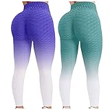 Bolonwzi Damen Leggings Sexy 2PC Gradient Mode Sport Leggings Hohe Taille Hüftheben Yoga Leggings GroßE GrößEn Schlank Sportlegging Nahtlos Atmungsaktiv O