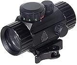 UTG Unisex – Erwachsene Leuchtpunktvisier 4 Zoll Compact Ita Rot/Gün Circle Dot Sight mit Integrierter Schnellverschluss Picatinny Montage, Schwarz, one S