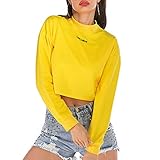 schwarzes Crop top Damen Marineblaues Sweatshirt Reine Farbe Rundhalspullover Langarm Casual Fashion L