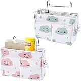Nachttisch Tasche,2 Stücke Bedside Organizer,Bett Organizer Zum Einhängen,Betttaschen Hochbett,Betttaschen Multifunktionale,für Zimmer Bettgitter,Hochbett Bett Organizer Buch,Kopfhörer(Pink,Grün)