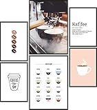 Papierschmiede® Mood-Poster Set Kaffee | Bilder als Wanddeko | Küche & Wohnzimmer | 2x DIN A4 und 4x DIN A5 | Küche Espresso Cappuccino - ohne R