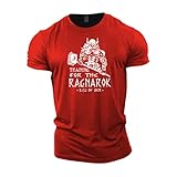GYMTIER Training for Ragnarok - Viking Gym T-Shirt für Männer Bodybuilding Gewichtheben Strongman Training Top Active Wear, rot, 3XL