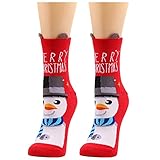 Weihnachten Socken Kuschelsocken Christmas Socks Damen-Socken Unisex Bunt, warm, Winter, gemütlich, weich, Crew-Socken, Slipper-Socken, für Zuhause, zum Schlafen, niedliche Tier-Weihnachtssock