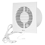 Ø 100mm Wandventilator Lüfter Abluft Kabel Schalter Ventilator Küche WC Bad - Weiß