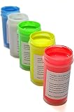 Eventlights Neonfarben für Wände, Holz und andere Materialien - 250ml Fluoreszierende Schwarzlicht Farben - UV Leuchtfarben (5 x 50 ml, Farbmix) - Wandfarb