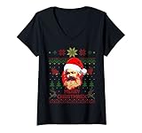 Damen Karl Marx Merry Christmarx Lustige Weihnachten T-Shirt mit V