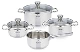 Tefal A705A8 Duetto Edelstahl Kochtopf-Set | 7-Teilig induktionsgeeignet | spülmaschinengeeignet | backofengeeignet (außer Deckel)