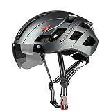 Fahrradhelm Herren Fahrradhelm FüR Herren Damen StäDtischer Pendler, Mit LED-Sicherheitslicht, Verstellbarer Fahrradhelm Mit Abnehmbarem Visier/Ersatzfutter, Skateboarding Ski & Snowboard(Color:Grey