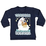 Shirtracer Statement Sprüche Baby - Mein offizielles Schlafshirt - Lama und Faultier - grau - 6/12 Monate - Navy Blau - BZ31_Baby_Pullover - BZ31 - Baby