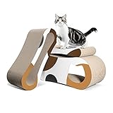 ComSaf 3-in-1 Kratzbrett für Katzen, Katzen Spielzeug, Kratzmöbel Wellpappe Kratzmatten, Recycelbar Kratzpad aus Qualitäts-Pappe, 3er-S