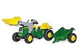 rolly toys | rollyKid John Deere | Kinder Trettraktor mit Frontlader und Anhänger | 023110