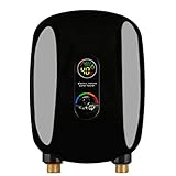 Durchlauferhitzer Elektro Mini-Warmwasserspeicher Untertisch Warmwasserbereiter 6.5KW 220V Schwarz 26,5x 20x 7,8cm für Küche, B