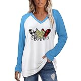 MINGCHE T-Shirt Damen Langärmeliges Shirt Valentinstag Pullover Damen T-Shirts Sommer Kurzarm O-Ausschnitt Loose Tunika Tops B