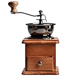 DZBOCM Manuelle Kaffeemühle, Vintage Holzhandkaffee, for Tropfkaffee-Französisch-Presse, mit Pinsel und Messlöffel (Color : A)